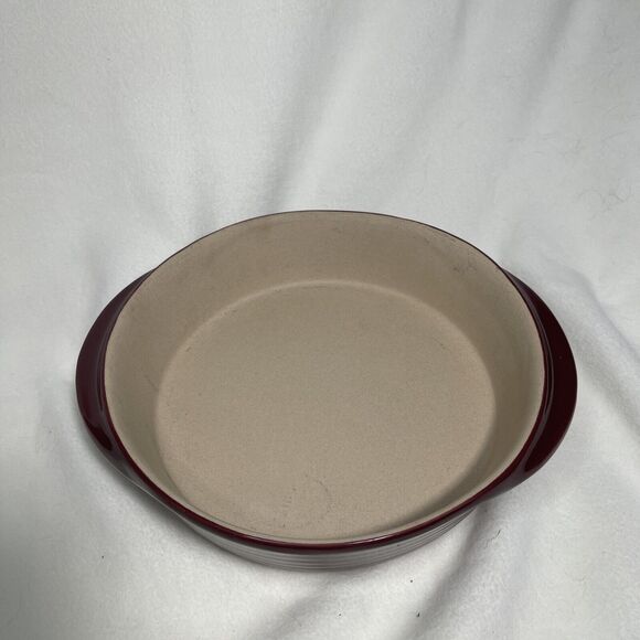 Pampered Chef Cranberry Oval Au Gratin Dish 6X8X2 Small Baker Stoneware Pan - Picture 2 of 3